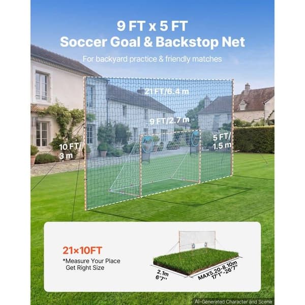 Fotbollsmål 2,72 x 1,51 m - Duoku - för trädgården, utrustad med en robust järnstruktur, hållbart PE-nät, solid bakpanel.