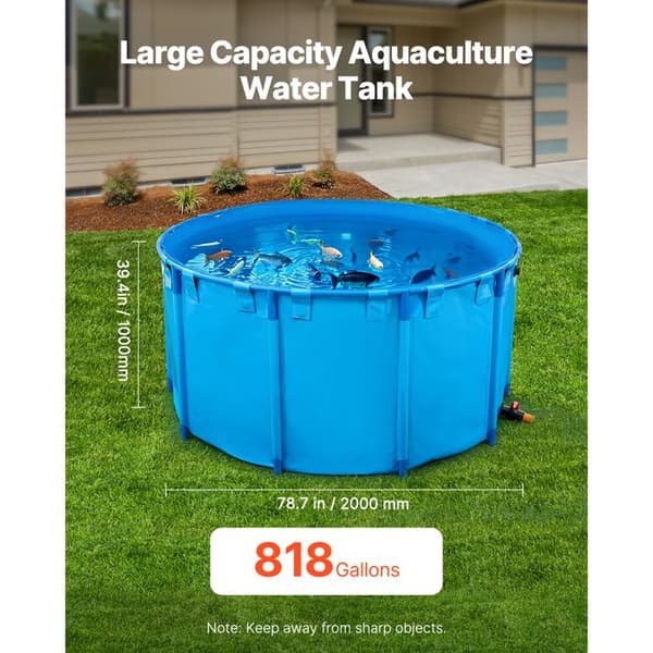Fiskdamm - DUOKU - DS-207 - Kapacitet 3100 L - PVC-tyg - Stabil plastram Blå