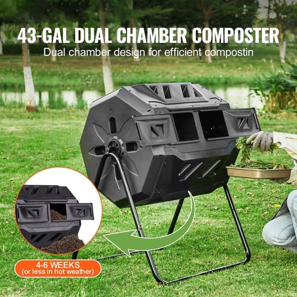 Kompostbeholder - DUOKU - Dobbeltseng - 43 Gallons - Stål - Uden BPA