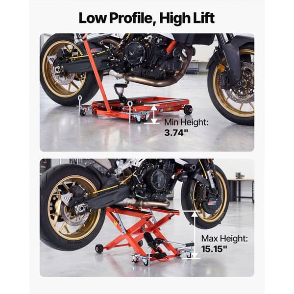 Hydraulisk Crossover Motorcykellift - Duoku - Belastningsevne 499 kg, Løfteområde 12-38,5 cm