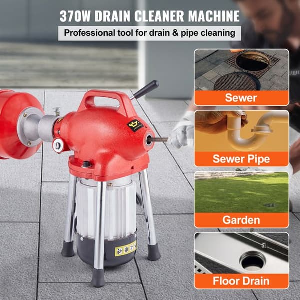 Drænrensemaskine-Duoku- 120FT x 5/8"- 370W Elektrisk Auger til Kloakker- Manuel Drift