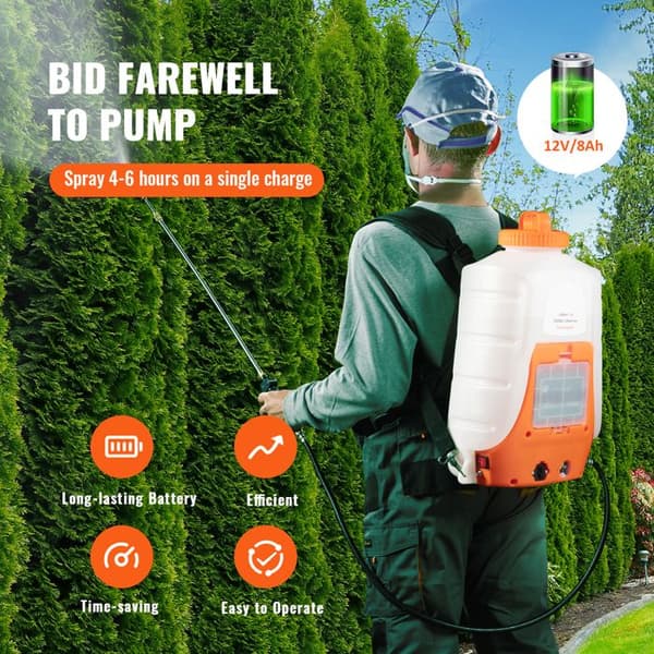 RYGGBÄR - DUOKU - 4 Gallon - Justerbart Tryck 0-90 PSI - Trädgårdsskötsel - Litiumjonbatteri