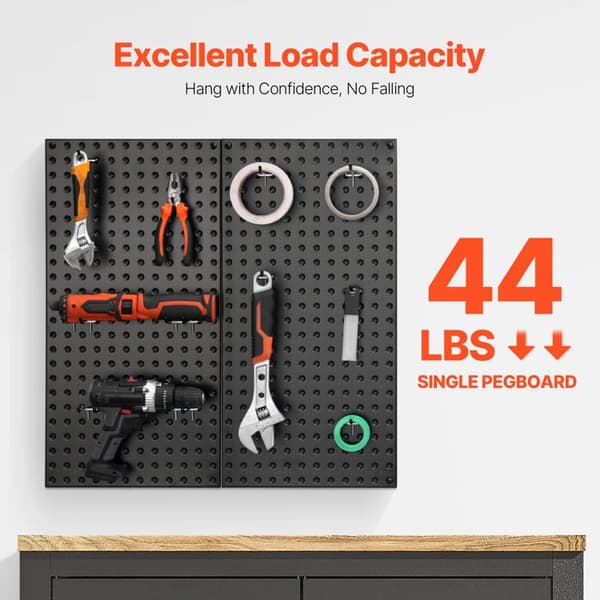 Perforerade Metallpaneler - DUOKU - Svart - 24" x 12" - 2 Paneler - Robust Väggorganisatör Svart