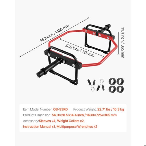 Hexagonal Bar-Duoku-til Plader på 5,1 cm, Belastningskapacitet på 240 kg, Ideel til Squats, Dødløft