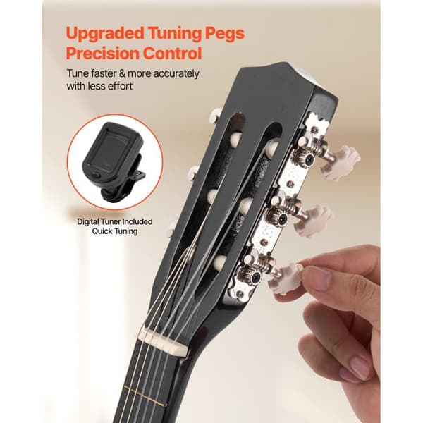 Klassisk Guitar - DUOKU - M5126 - 78 cm - Linde Træ - Ideel til Begyndere - Sort Svart