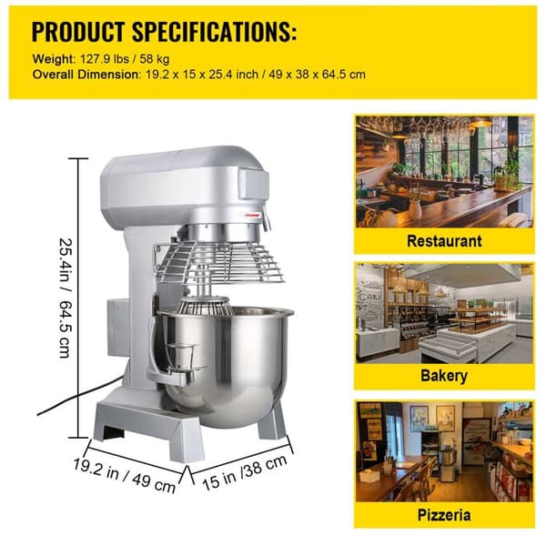 Robot Pâtissier - DUOKU - 600 W - 15 Qt - 3 Hastigheder - Rustfrit Stål