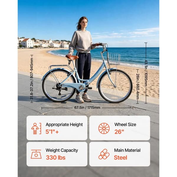 Fällcykel - DUOKU - SS-25001 - 7 växlar - Ram 66 cm - Korg ingår