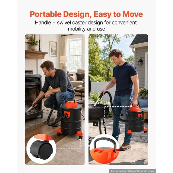 Asksugare - DUOKU - MAC171-1200W-20L - 1200W - 20L - Stålbehållare, hjul