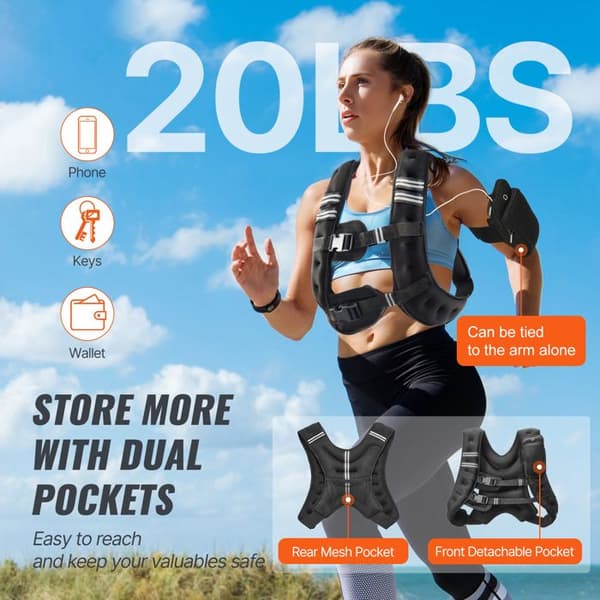 Viktad väst - DUOKU - JS-VEST005-3 - 20 lb (9,22 kg) - Neopren - Reflekterande band