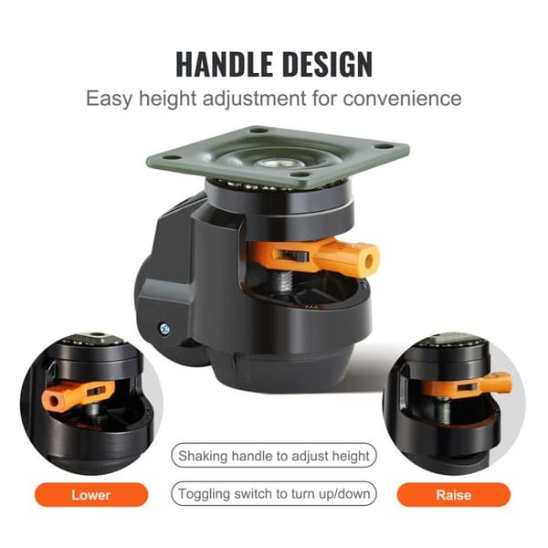 Hjul - DUOKU - Set om 4 - Svängbara 360° - 2,5 tum - Max belastning 250 kg