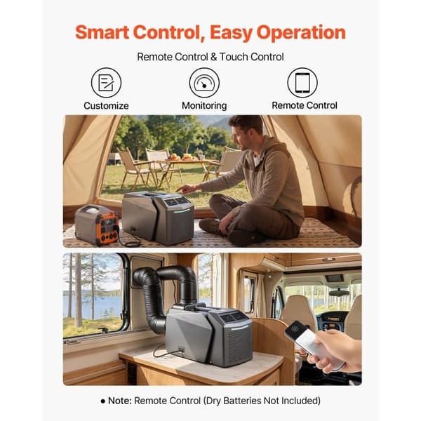 Bärbar Luftkonditionering för Camping 4850 BTU-Duoku-Dubbel Slang Mobil Split System för Tält och Husvagnar, Mörkgrå