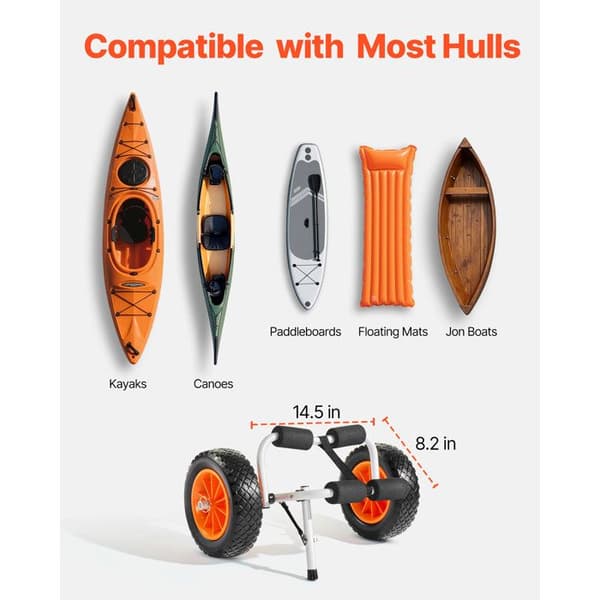 Transportvogn til Kajak-Duoku-Last 90 kg-Foldbart og Kompakt-Designet til Kajakker, Kanoer og Paddles