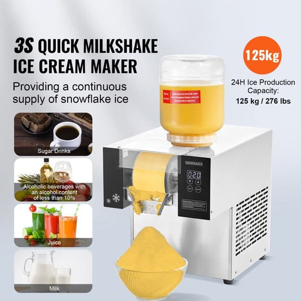 Isknuser - DUOKU - FC125FD-1 - 276 lb/24 h - Rustfrit Stål - 660 W