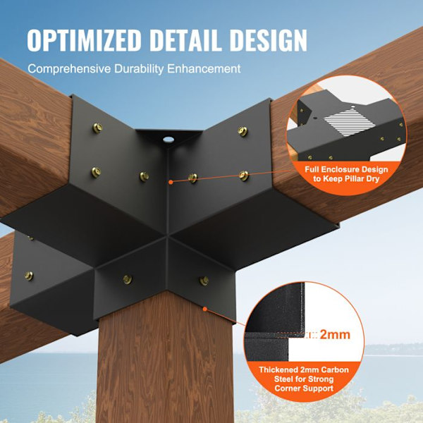 Pergola Support Kit - DUOKU - SSE2 - Stål - 4 Veje - Sort