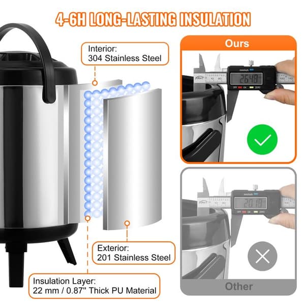 Drikkeautomater - DUOKU - WNS-1 - Rustfrit Stål - 1,5 Gallon - Termisk isoleret