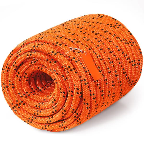 Polyesterkabel - DUOKU - 3/4" x 220 ft - 20 000 lb - Flätad - Mångsidig för utomhusbruk orange + svart