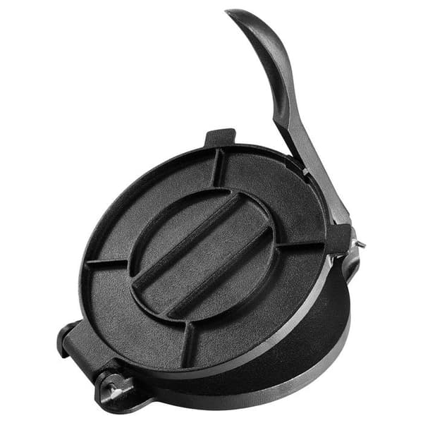 Tortillapress - DUOKU - HES250 - Förkryddad gjutjärn - 25 cm (10") - 100 bakplåtspapper Grå