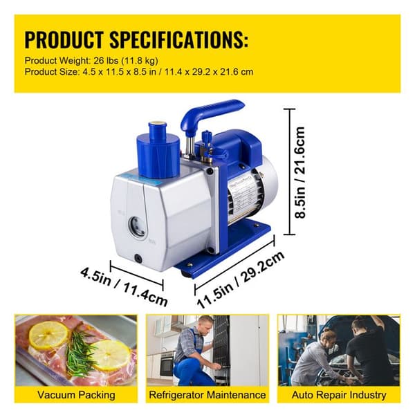Vakuumpump - DUOKU - RS-3 - 7 CFM - 1/2 CV - Elektrisk 230V