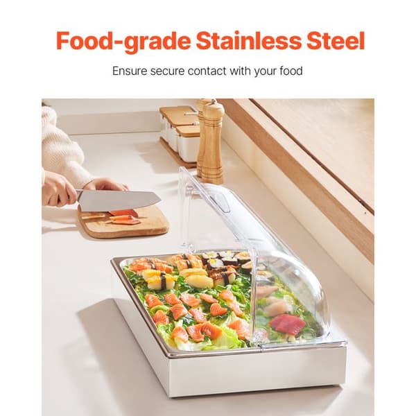 Displaybehållare för Servering Mat Disk-Duoku-Stål Serveringsbricka i Rostfritt Stål-Buffet Kryddställ