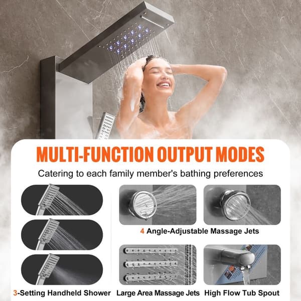 Duschpanelsystem - DUOKU - 8004FL - 6 Duschlägen - 5 Massagejets - LED Ingår