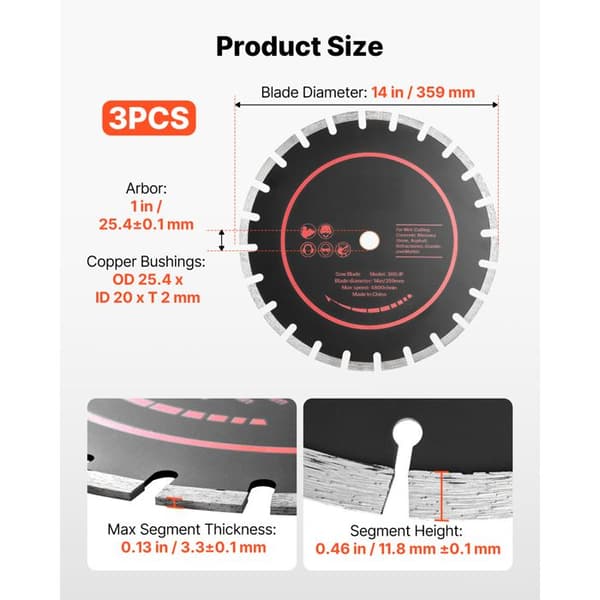 Diamantskiva - DUOKU - 360JP - 359 mm - 3-pack - Betong/Granite/Sten