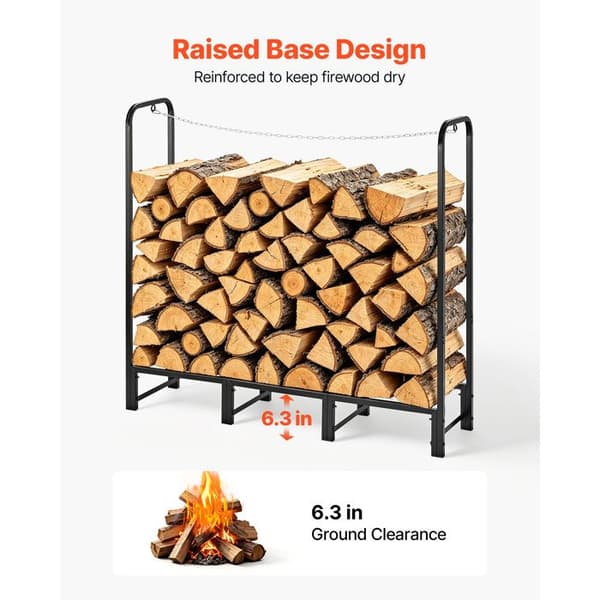 Range-Bûches Udendørs-Duoku-122x32x118,5 cm i Sort Metal til Pejs og Have, Belastningsevne 250 kg, med Tilbehør