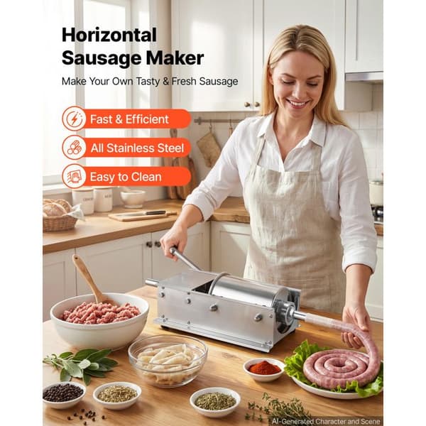 Korvstoppare - DUOKU - SYS-3L/H - 3 L (3 kg) - Rostfritt stål - Manuell 2 hastigheter