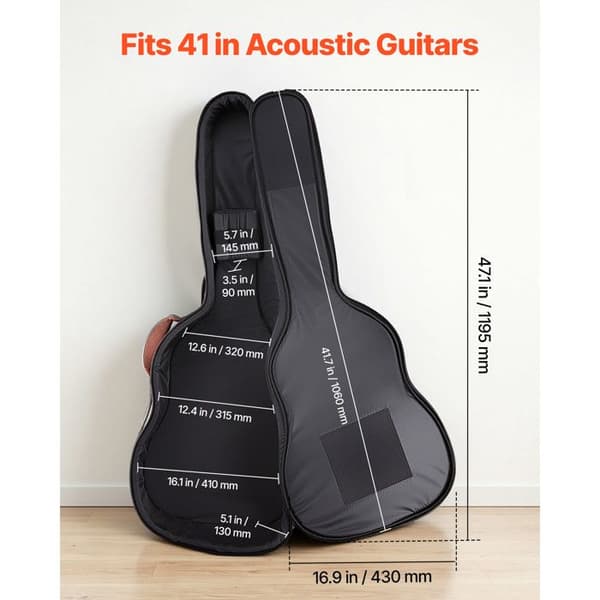 Hårdt Etui til Akustisk Guitar - Duoku - 1041 mm, Designet til Transport og Opbevaring. Inkluderer et Rum til Tilbehør.