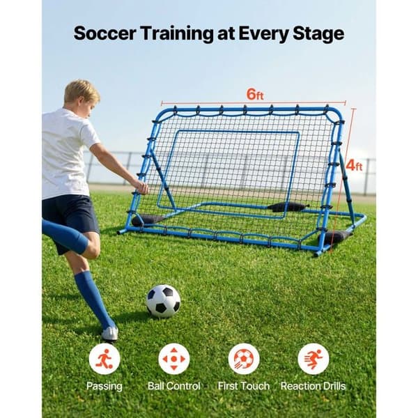 Fodbold Rebound Net-Duoku-193x121 cm-Justerbar Vinkel Rebounder-Durable Jernstruktur og PE Net