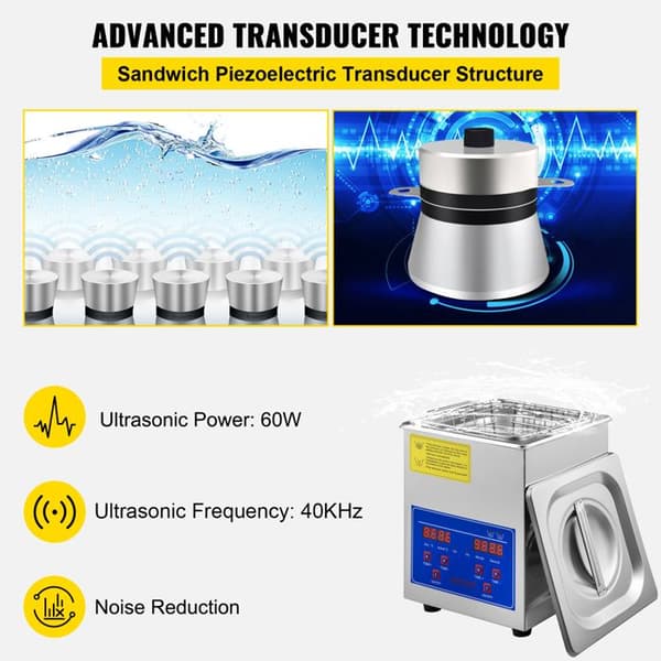 Ultralydsrenser - DUOKU - 2 L - Rustfrit stål 304 - 40 kHz - Digital timer