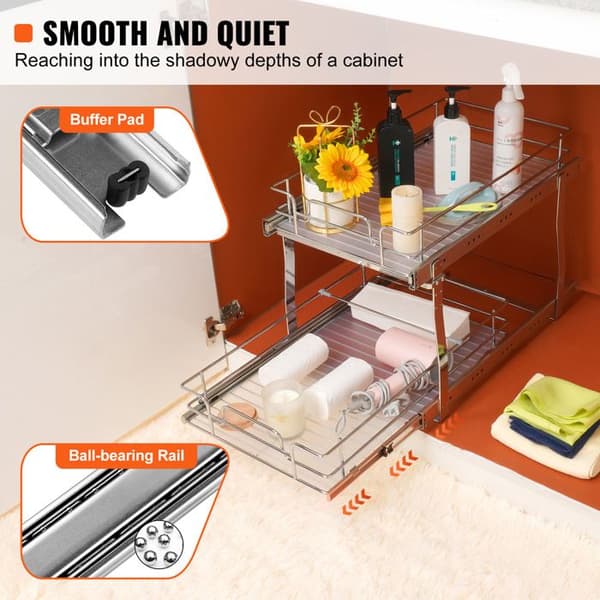 Skab Organizer - DUOKU - Model LX-C9274 - 2 Niveauer - Forkromet Stål - Sølv Pengar