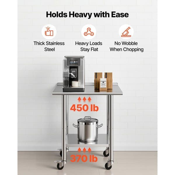 Professionel Køkkenarbejdsbord-Duoku-Inox Overflade 76,2x61 cm med 2 Niveauer, Ideel til Forberedelse i Café