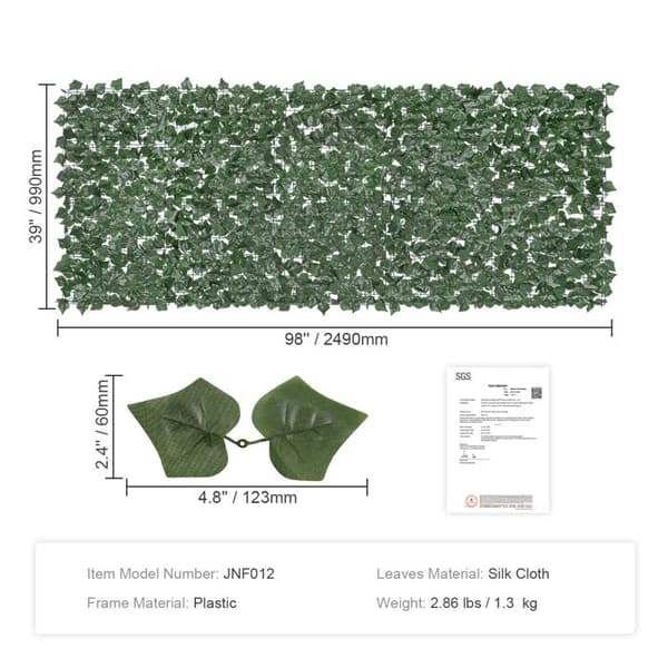 Konstgjord Häck - DUOKU - JNF012 - 1 x 2,5 m - Siden - Plast
