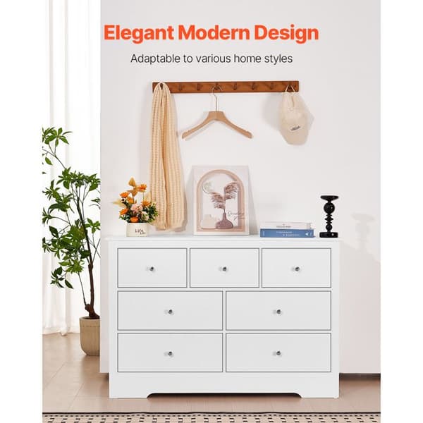 Kommode - DUOKU - 7 Lådor - Trä med Glidbana - Minimalistisk Design - Stötsäker Vit
