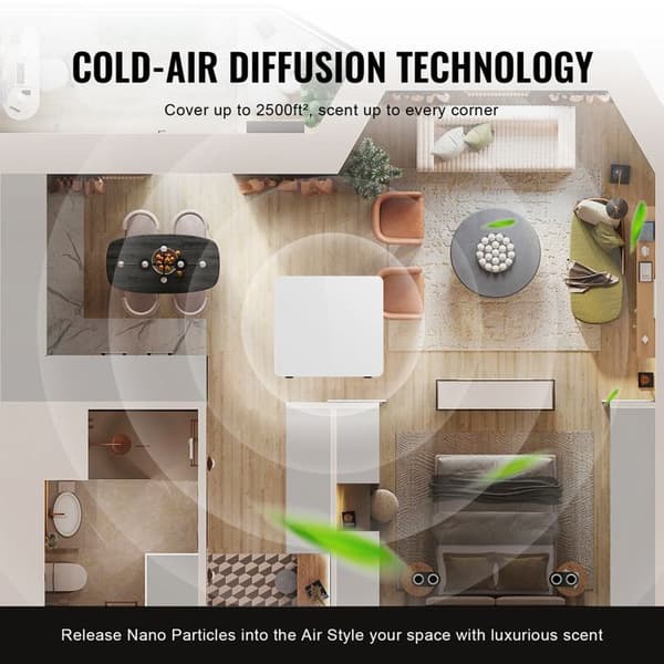 Koldiffuser-Duoku-Multi-installation-480 ml-Vandfri Duftmaskine-2.500 ft2-Til Hjemmet