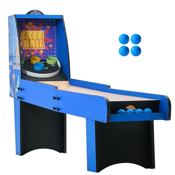 Arcade Spilbord - DUOKU - Rul & Score - Skee Ball - Elektronisk Marker - Automatisk Tilbageførsel af Bolde Blå