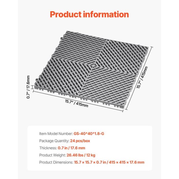 Dræningsmåtte Sammenkoblet-Duoku-415x415 mm-Modul Sammenkoblet-PP Antiskrid Grå-24 stk