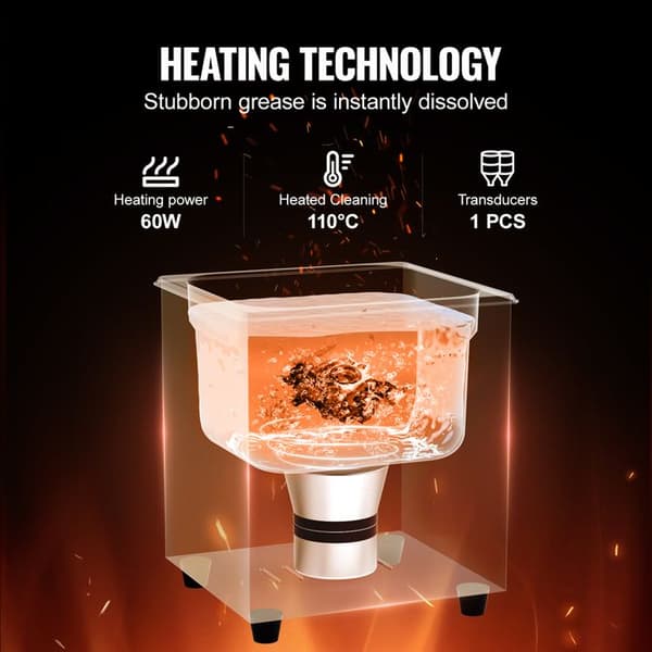Ultralydsrenser - DUOKU - KZ-S2 - 2 L - 40 kHz/60 W - Opvarmning 0–80°C