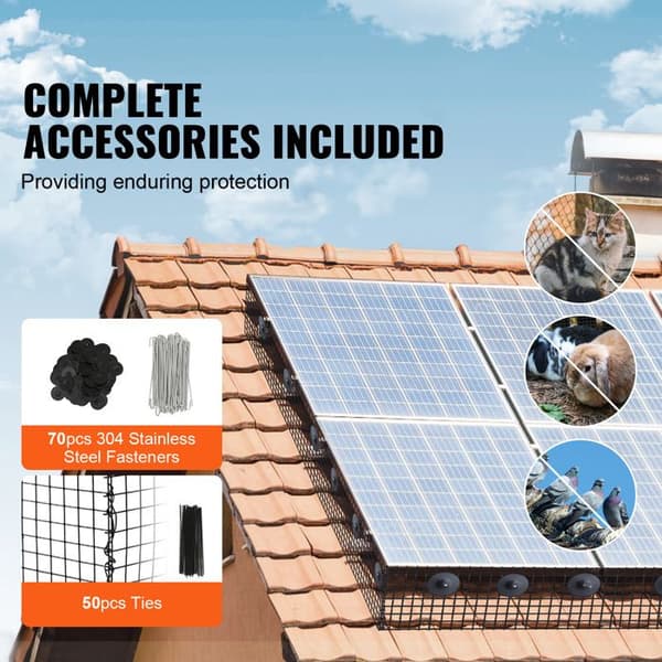 Beskytterkit til Solpanel - DUOKU - 8 in x 100 ft - 70 Fastgøringer - Rustrød PVC - Sort