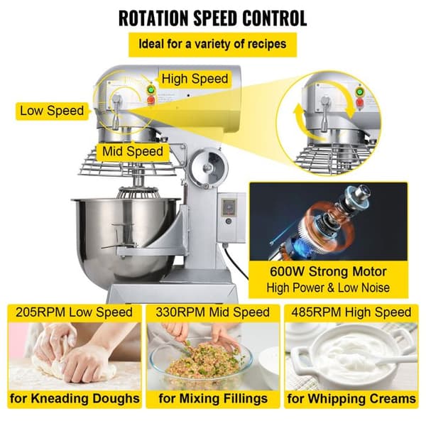 Robot Pâtissier - DUOKU - 600 W - 15 Qt - 3 Hastigheder - Rustfrit Stål