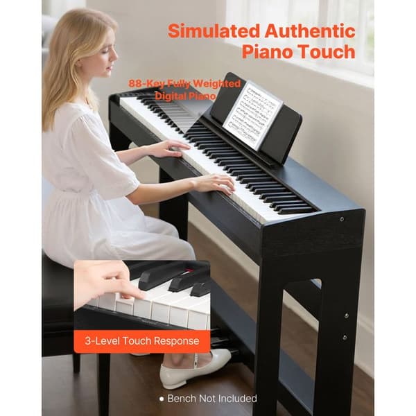 Digital Piano 88Weighted Keys-Duoku-Dual Keyboard Mode-280 Sounds-for Beginners-Black