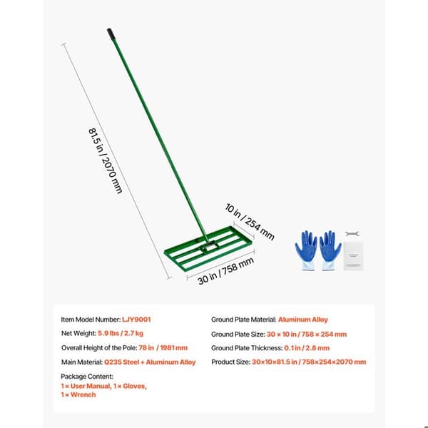 "Græsplæne Nivelleringsrake 75,8x25,4 cm - Duoku - til Havearbejde, Golfbaner, Landbrug"