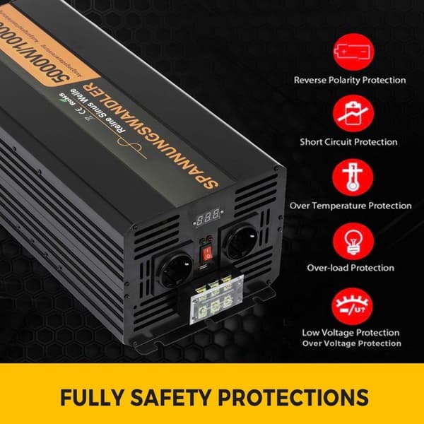 5000 W Sinusoidal Inverter-Duoku-24 V DC til 230 V AC-Spidseffekt 10000 W-til husholdningsapparater/solsystemer