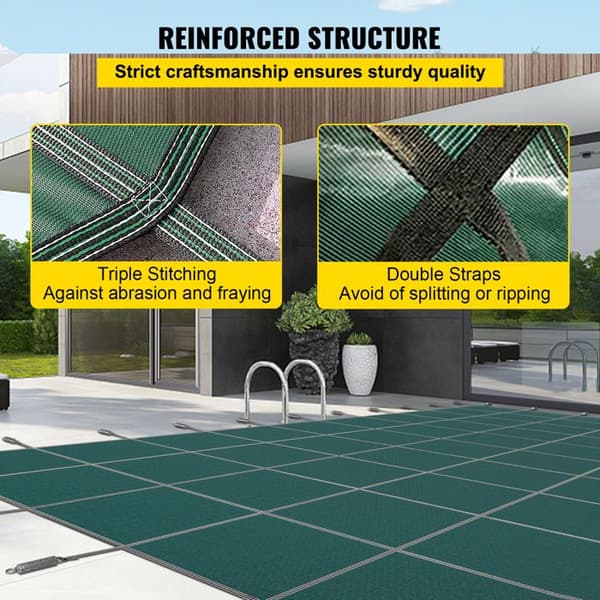 Säkerhetsduk för Pool-Duoku-16 x 36 fot- Solid Nätöverdrag med Dräneringshål-Rektangulär