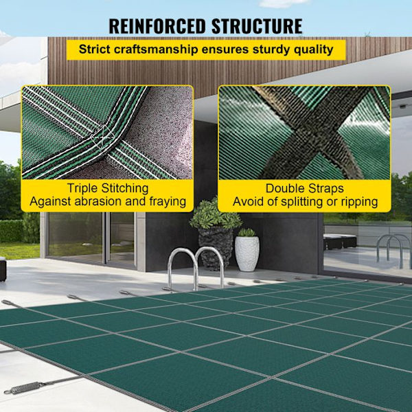 Sikkerhedsdække til Swimmingpool-Duoku-16 x 36 fod- Solid Mesh Dækning med Drænhuller-Rektangulær