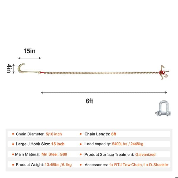 Krogkæde - DUOKU - RTJ5/16*6FT-A1 - 8 mm - 180 cm - Mn Stål G80