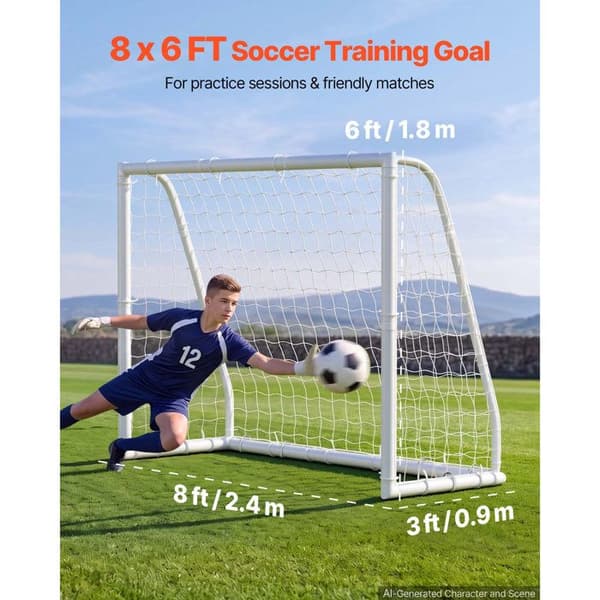 Fotbollsmål 2,44 x 1,82 m i PVC-Duoku med nät i PE, bärbart och robust set för utomhusträning.