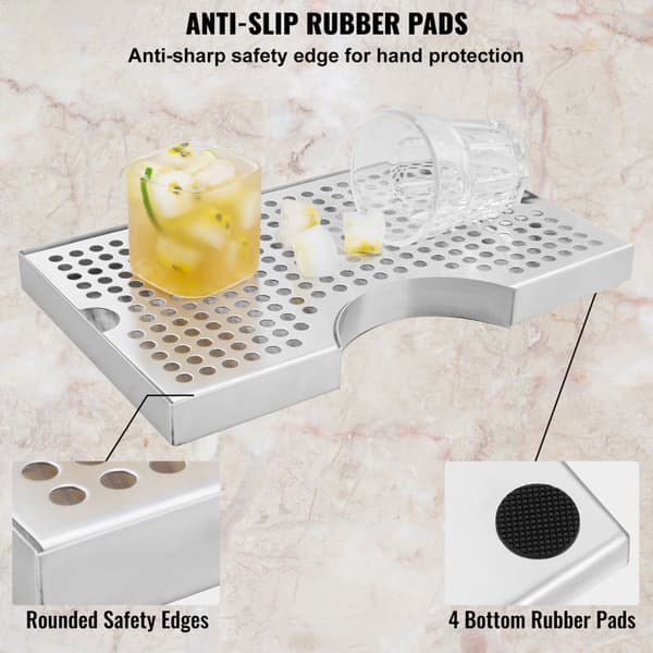 Afvandingsplade - DUOKU - Kegerator - Rustfrit stål 304 - 300x180x25 mm - Til pænt hældning
