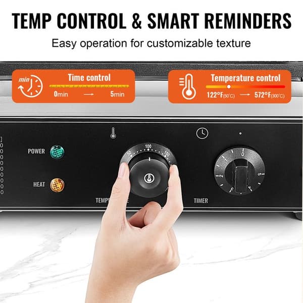 Våffeljärn - DUOKU - HT-119 - 1500W - Rostfritt Stål - 6 Bitar Pengar
