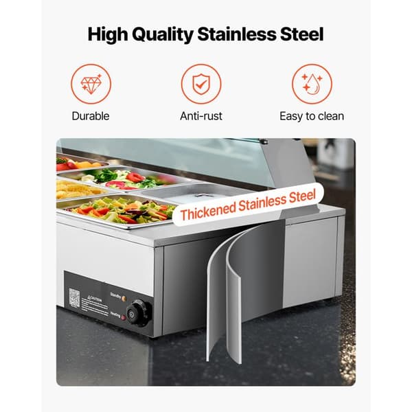 Ångvärmare - DUOKU - M-2224 - 1700 W - Rostfritt stål - För självbetjäningsbuffé